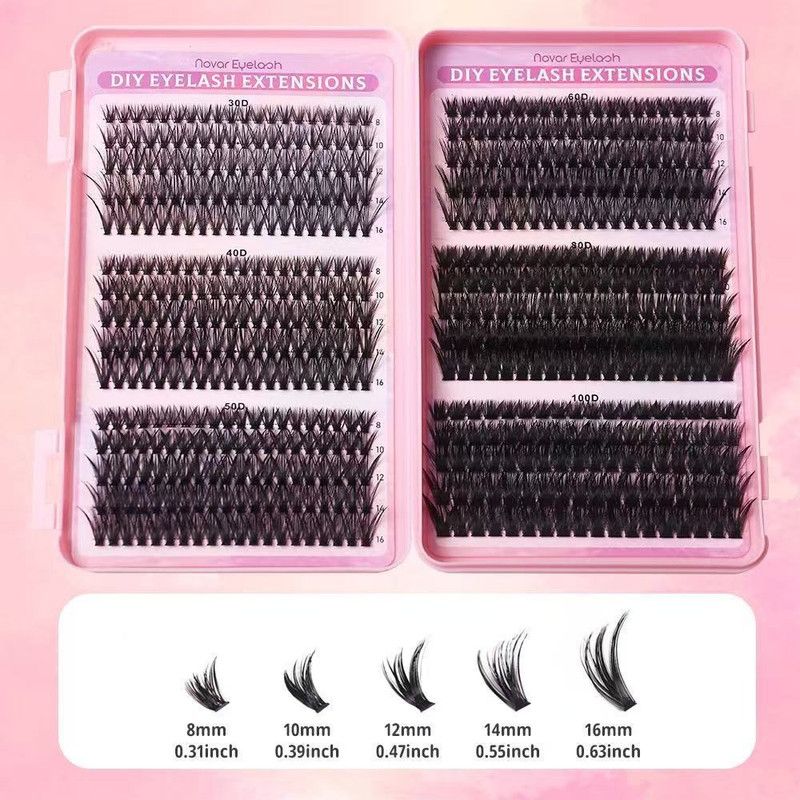 Segmented Cluster False Eyelash Set, 8-16 mm Mixed Lengths, Natural and Voluminous Eyelash Extensions V1265-AU-068