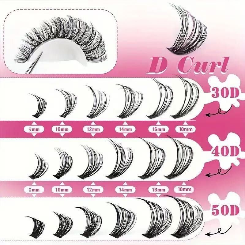 Segmented Cluster False Eyelash Set, 8-16 mm Mixed Lengths, Natural and Voluminous Eyelash Extensions V1265-AU-068