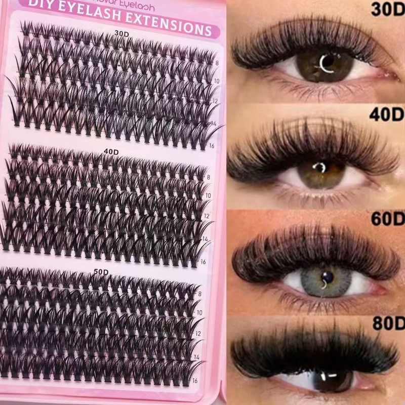 Segmented Cluster False Eyelash Set, 8-16 mm Mixed Lengths, Natural and Voluminous Eyelash Extensions V1265-AU-068