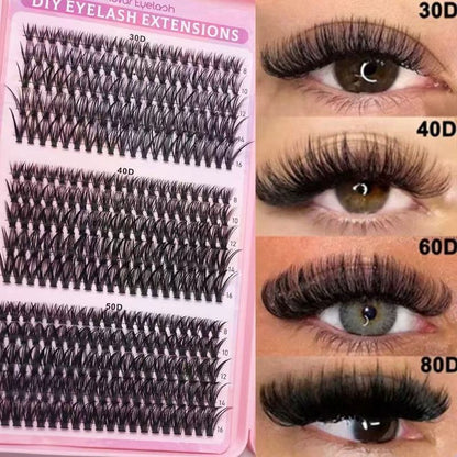 Segmented Cluster False Eyelash Set, 8-16 mm Mixed Lengths, Natural and Voluminous Eyelash Extensions V1265-AU-068