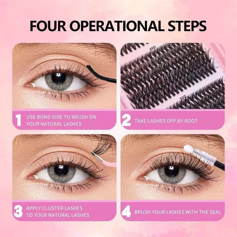 Segmented Cluster False Eyelash Set, 8-16 mm Mixed Lengths, Natural and Voluminous Eyelash Extensions V1265-AU-068