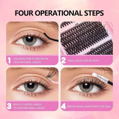 Segmented Cluster False Eyelash Set, 8-16 mm Mixed Lengths, Natural and Voluminous Eyelash Extensions V1265-AU-068