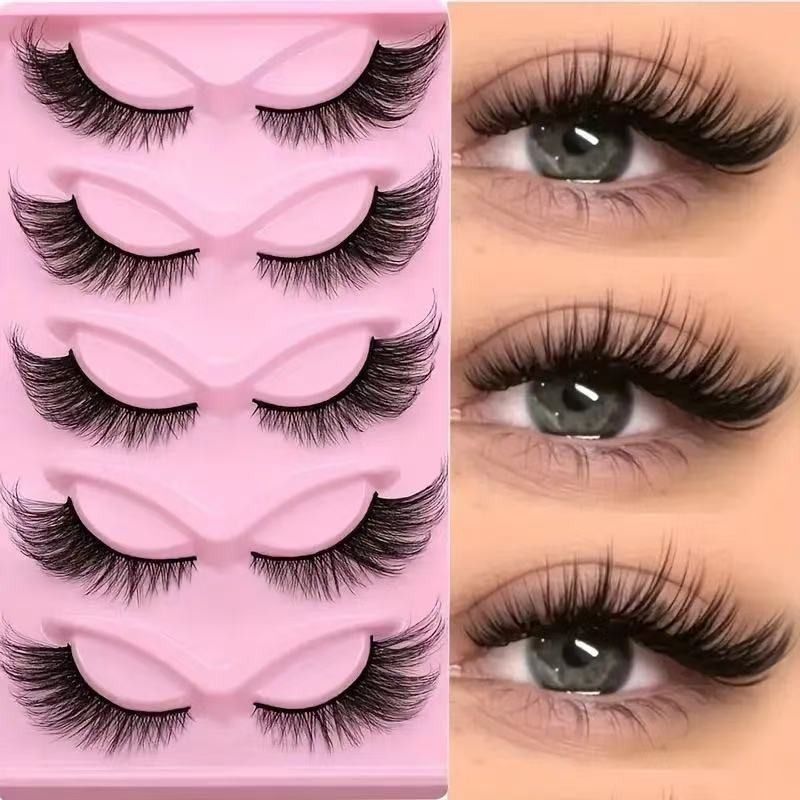 15-pair set of cat-eye false eyelashes with extended mink-style tips; thick and long V1265-AU-069-3