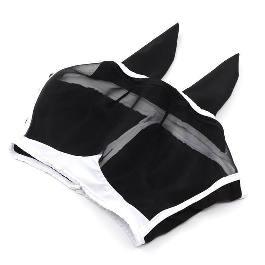 Breathable Horse Face Mask - Mosquito, Insect, and Fly Protection - Equestrian Racing Head Cover - Black - M V1265-AU-072-HEI-M