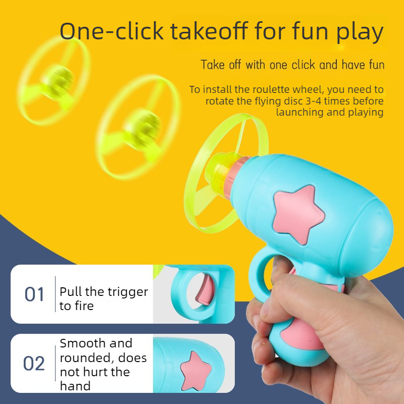 Bamboo Dragonfly Toy Gun Set with Glowing Frisbee Spinner - Pet toys - Yellow V1265-AU-073-HUANG