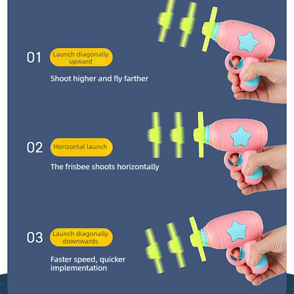 Bamboo Dragonfly Toy Gun Set with Glowing Frisbee Spinner - Pet toys - Yellow V1265-AU-073-HUANG