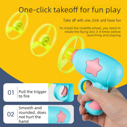 Bamboo Dragonfly Toy Gun Set with Glowing Frisbee Spinner -Pet toys- Sky Blue V1265-AU-073-TIANLAN