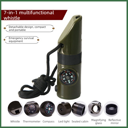 7-in-1 Outdoor Survival Whistle, 2-pack-Multifunctional Emergency Whistle, Portable Gear for Camping and V1265-AU-074