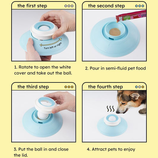 Pet Slow Feeder Bowl with Food Dispenser, Non-Slip, Universal Puzzle Feeder for Cats and Dogs - White V1265-AU-075-BAI