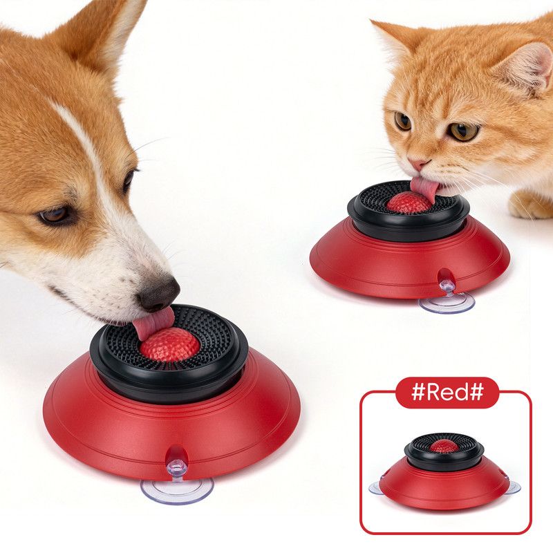Slow Feeder Lick Bowl, Universal for Cats and Dogs, a Fun and Stimulating Feeding Tool - Red V1265-AU-076-HONG