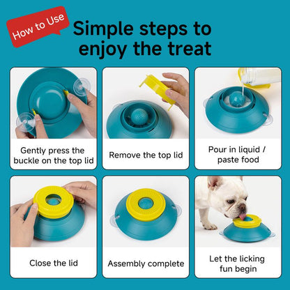 Slow Feeder Lick Bowl, Universal for Cats and Dogs, a Fun and Stimulating Feeding Tool - Red V1265-AU-076-HONG