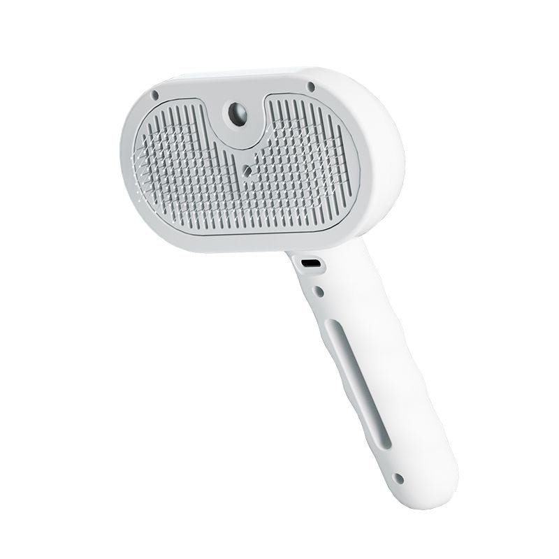 Rechargeable Pet Massage Comb with Spray, Anti-Shedding, Detangling, and Cleaning Comb - White V1265-AU-077-BAI