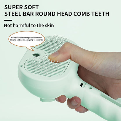 Rechargeable Pet Massage Comb with Spray, Anti-Shedding, Detangling, and Cleaning Comb - White V1265-AU-077-BAI