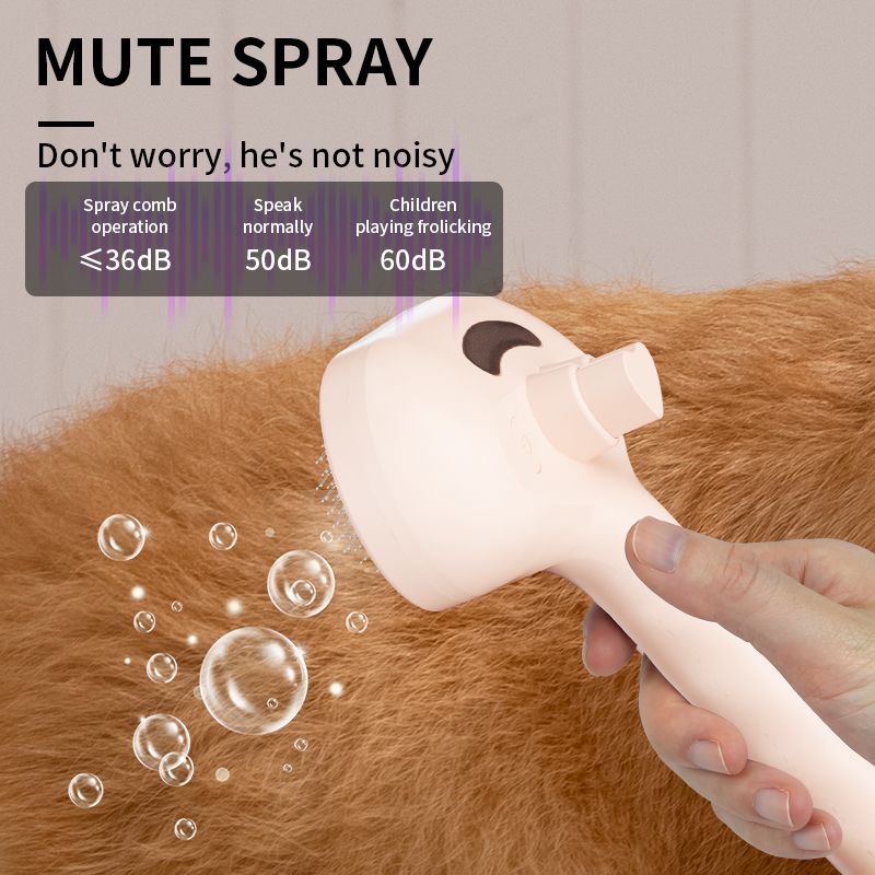 Rechargeable Pet Massage Comb with Spray, Anti-Shedding, Detangling, and Cleaning Comb - White V1265-AU-077-BAI