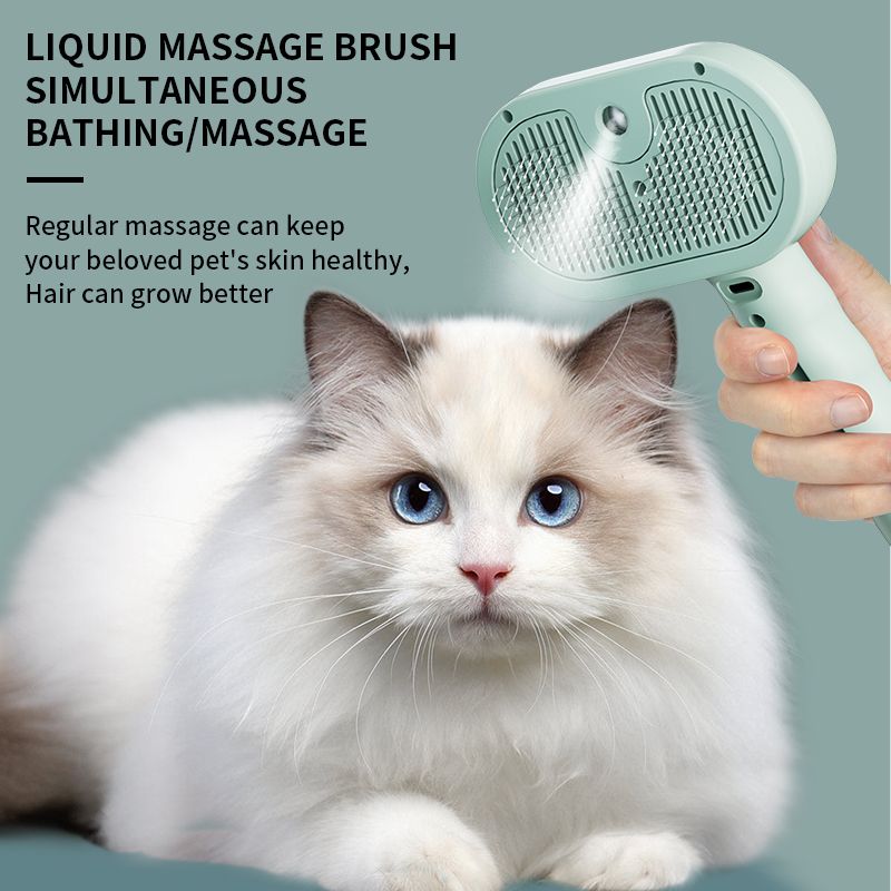 Rechargeable Pet Massage Comb with Spray, Anti-Shedding, Detangling, and Cleaning Comb - White V1265-AU-077-BAI