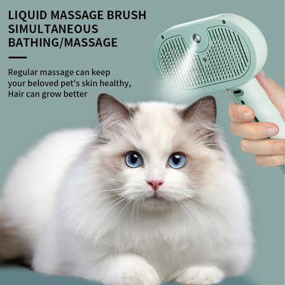 Rechargeable Pet Massage Comb with Spray, Anti-Shedding, Detangling, and Cleaning Comb - White V1265-AU-077-BAI