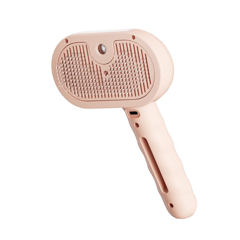Rechargeable Pet Massage Comb with Spray, Anti-Shedding, Detangling, and Cleaning Comb - Pink V1265-AU-077-FEN