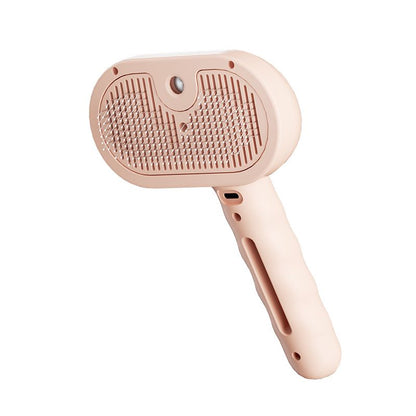 Rechargeable Pet Massage Comb with Spray, Anti-Shedding, Detangling, and Cleaning Comb - Pink V1265-AU-077-FEN