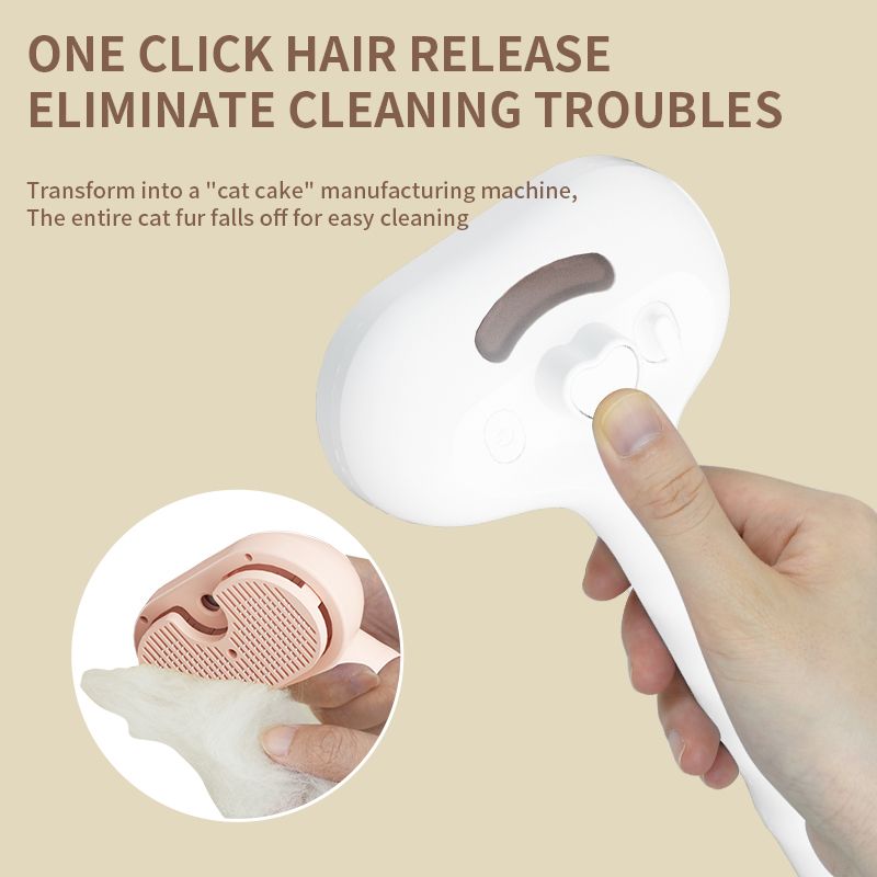 Rechargeable Pet Massage Comb with Spray, Anti-Shedding, Detangling, and Cleaning Comb - Pink V1265-AU-077-FEN