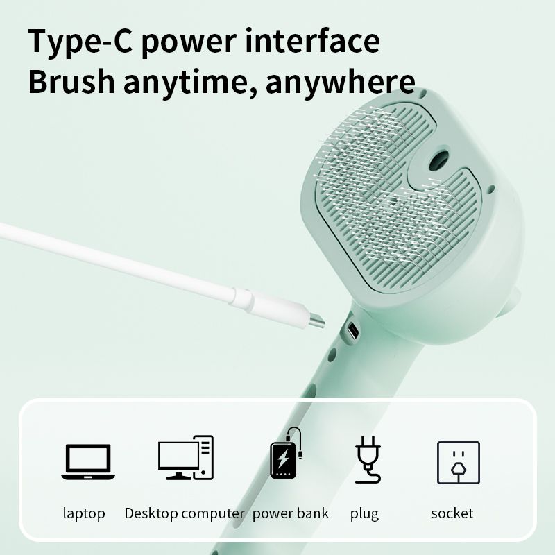 Rechargeable Pet Massage Comb with Spray, Anti-Shedding, Detangling, and Cleaning Comb - Green V1265-AU-077-LV