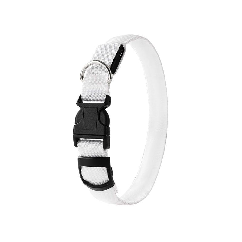 Pet LED Light-Up Collar, Large, Adjustable, USB Rechargeable, for Cats and Dogs, Nighttime Anti-Lost - White V1265-AU-081-BAI
