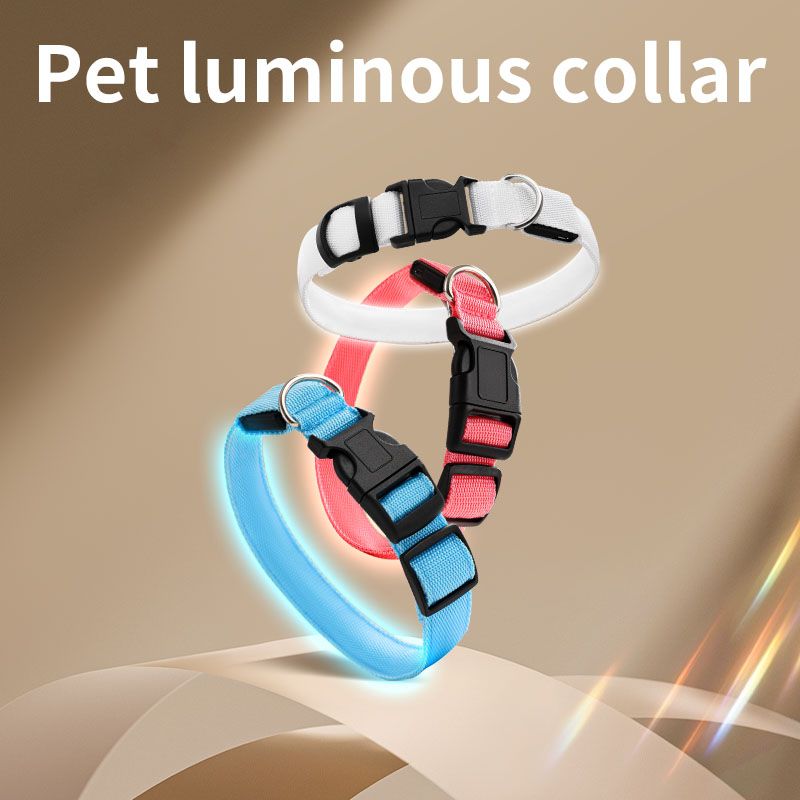 LED Light-Up Pet Collar, Large, Adjustable, USB Rechargeable, for Cats and Dogs, Nighttime Anti-Lost- Orange V1265-AU-081-CHENG