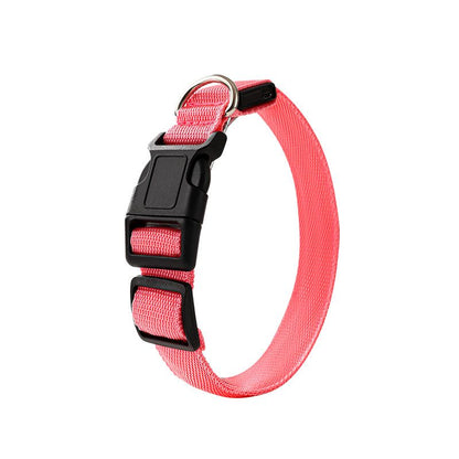 Pet LED Light-Up Collar, Large, Adjustable, USB Rechargeable, for Cats and Dogs, Nighttime Anti-Lost - Pink V1265-AU-081-FEN
