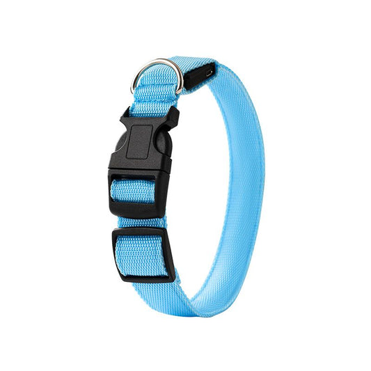 LED Light-Up Pet Collar, Large, Adjustable, USB Rechargeable, for Cats and Dogs, Nighttime Anti-Lost- Blue V1265-AU-081-LAN