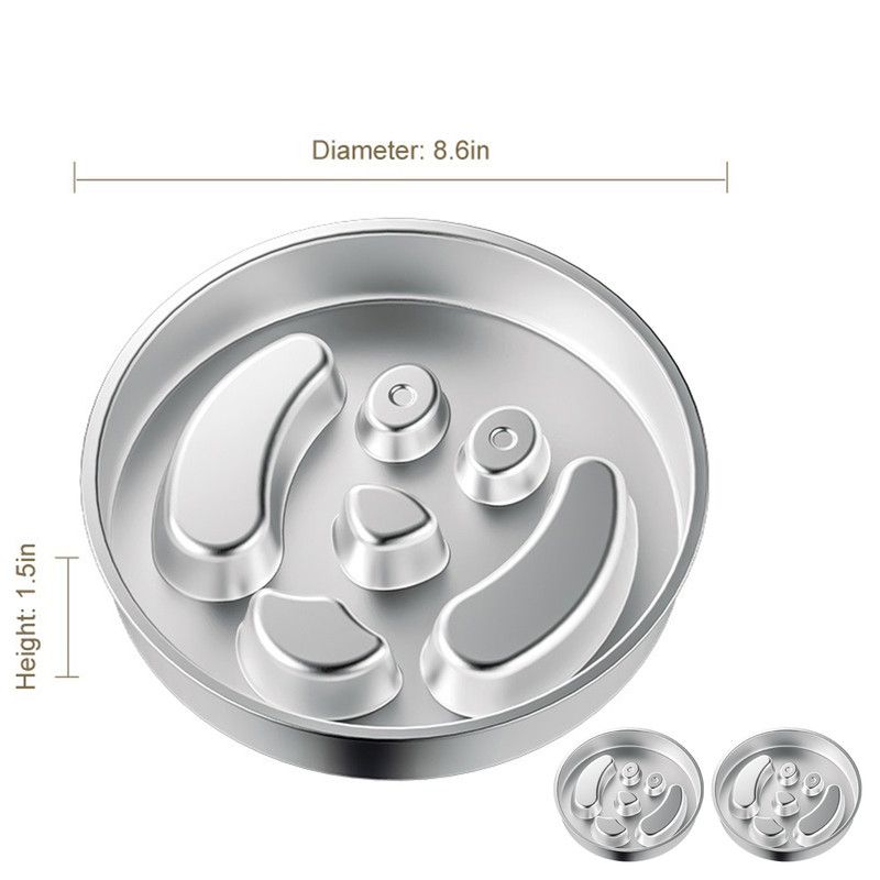 2-Piece Stainless Steel Slow Feeder Set for Pets, Reversible, for Cats and Dogs - Puppy Design V1265-AU-082-GOU-2