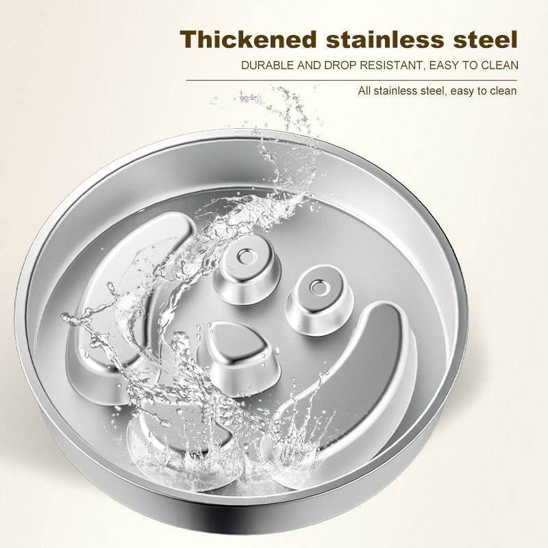 2-Piece Stainless Steel Slow Feeder Set for Pets, Reversible, for Cats and Dogs - Bone Design V1265-AU-082-GU-2