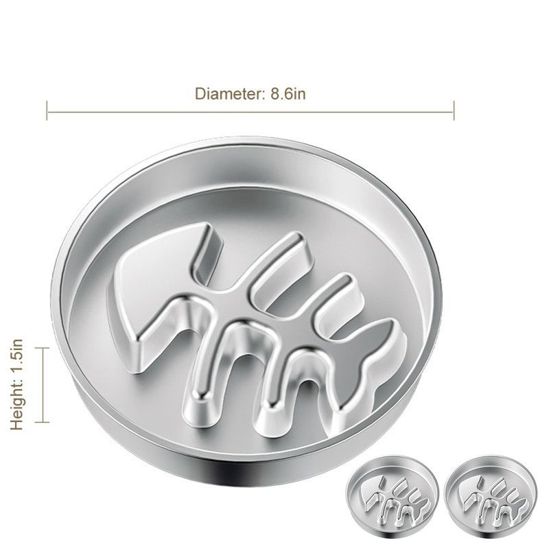 2-Piece Stainless Steel Slow Feeder Set for Pets, Reversible, for Cats and Dogs - Fishbone Design V1265-AU-082-YU-2