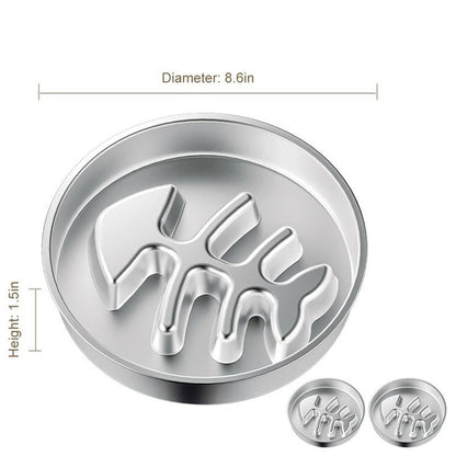 2-Piece Stainless Steel Slow Feeder Set for Pets, Reversible, for Cats and Dogs - Fishbone Design V1265-AU-082-YU-2