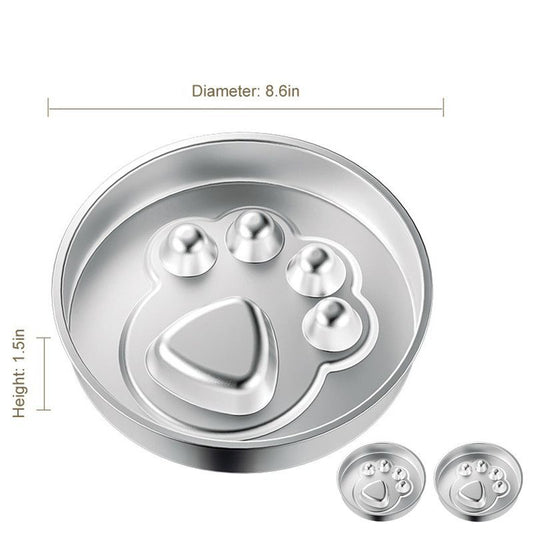 2-Piece Stainless Steel Slow Feeder Set for Pets, Reversible, for Cats and Dogs - Paw Design V1265-AU-082-ZHUA-2