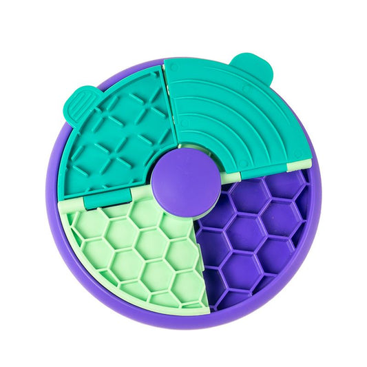3-in-1 Pet Puzzle Slow Feeder Bowl with Multi-Level Rotating Disk - Purple-green V1265-AU-084-LV