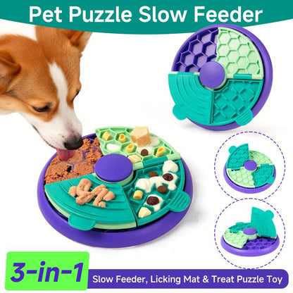 3-in-1 Pet Puzzle Slow Feeder Bowl with Multi-Level Rotating Disk - Purple-green V1265-AU-084-LV