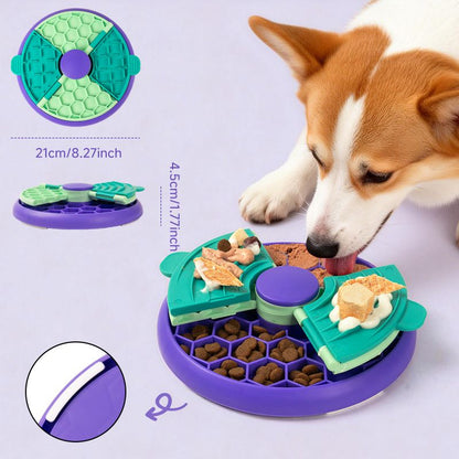 3-in-1 Pet Puzzle Slow Feeder Bowl with Multi-Level Rotating Disk - Purple-green V1265-AU-084-LV
