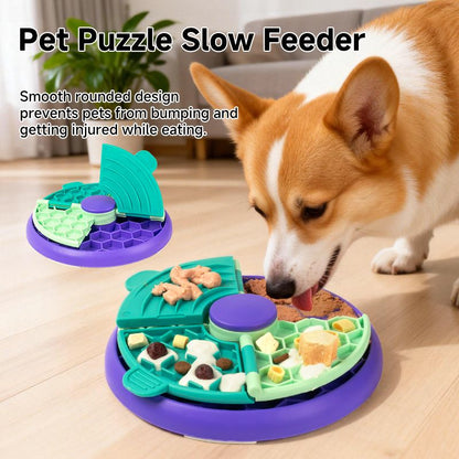 3-in-1 Pet Puzzle Slow Feeder Bowl with Multi-Level Rotating Disk - Purple-green V1265-AU-084-LV