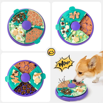 3-in-1 Pet Puzzle Slow Feeder Bowl with Multi-Level Rotating Disk - Purple-green V1265-AU-084-LV