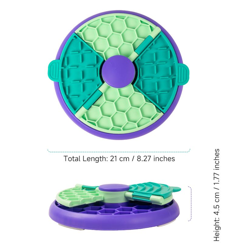 3-in-1 Pet Puzzle Slow Feeder Bowl with Multi-Level Rotating Disk - Purple-green V1265-AU-084-LV