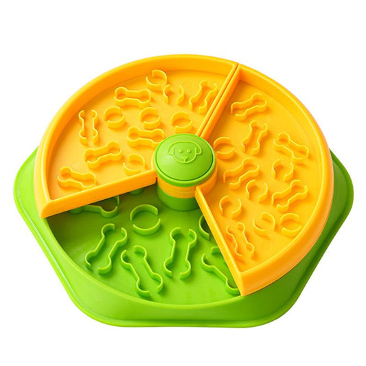 Large 360 degrees Rotating Double-Layer Slow Feeder Bowl, 27 cm, Puzzle Feeder for Cats and Dogs V1265-AU-085-HUANGLV