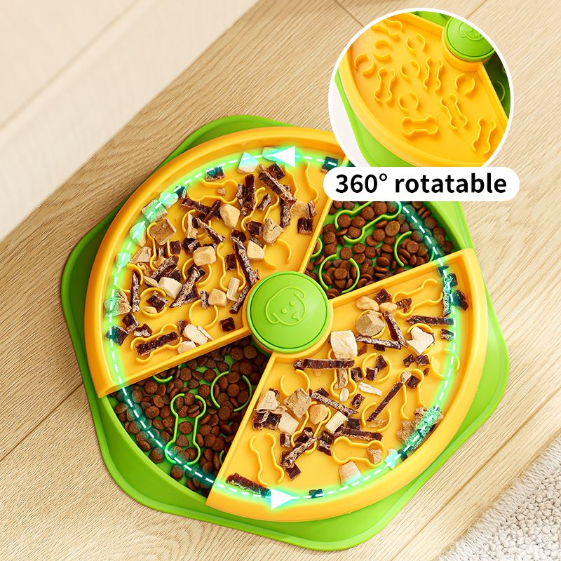 Large 360 degrees Rotating Double-Layer Slow Feeder Bowl, 27 cm, Puzzle Feeder for Cats and Dogs V1265-AU-085-HUANGLV