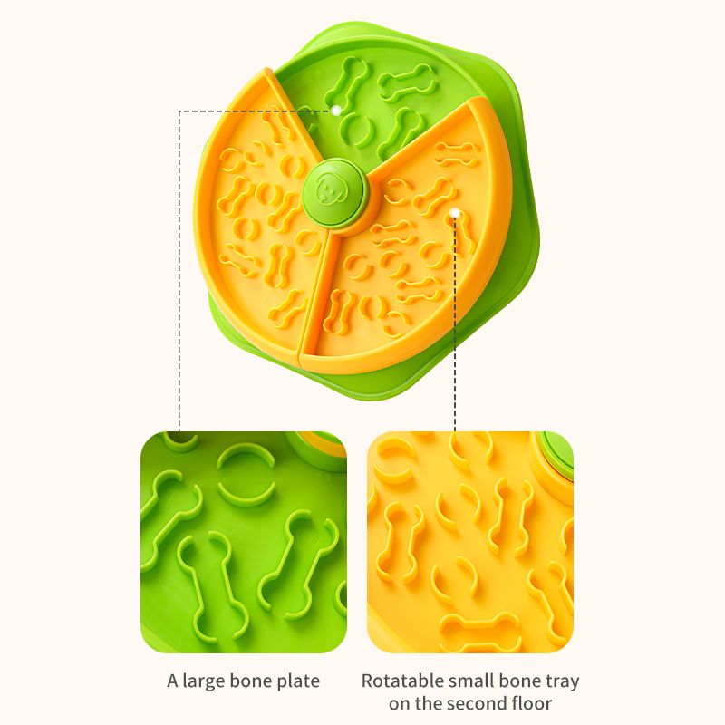 Large 360 degrees Rotating Double-Layer Slow Feeder Bowl, 27 cm, Puzzle Feeder for Cats and Dogs V1265-AU-085-HUANGLV
