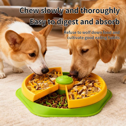 Large 360 degrees Rotating Double-Layer Slow Feeder Bowl, 27 cm, Puzzle Feeder for Cats and Dogs V1265-AU-085-HUANGLV