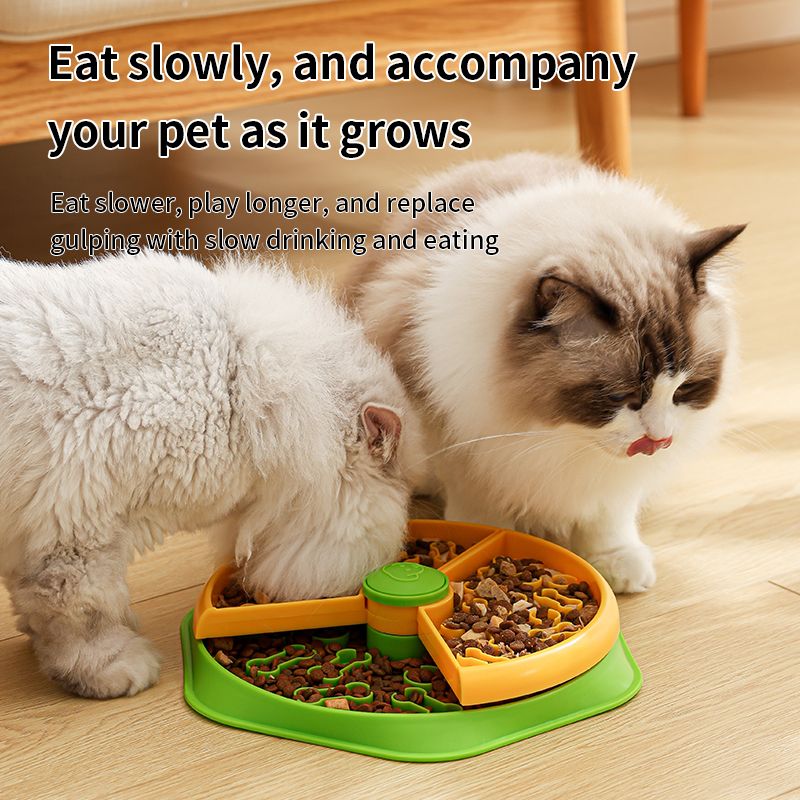 Large 360 degrees Rotating Double-Layer Slow Feeder Bowl, 27 cm, Puzzle Feeder for Cats and Dogs V1265-AU-085-HUANGLV