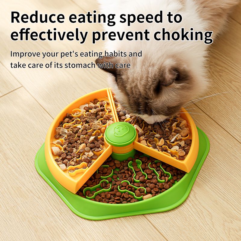 Large 360 degrees Rotating Double-Layer Slow Feeder Bowl, 27 cm, Puzzle Feeder for Cats and Dogs V1265-AU-085-HUANGLV