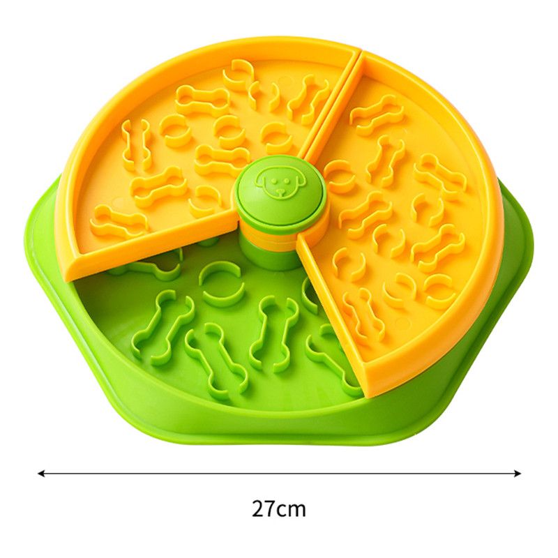 Large 360 degrees Rotating Double-Layer Slow Feeder Bowl, 27 cm, Puzzle Feeder for Cats and Dogs V1265-AU-085-HUANGLV