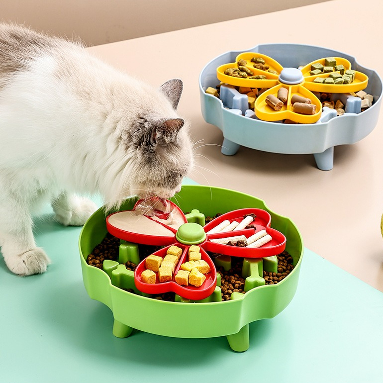 Detachable Rotating Slow-Feeding Pet Bowl, Non-Slip and Choke-Proof Feeding Bowl - Blue V1265-AU-087-LAN