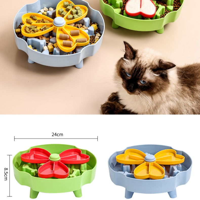 Detachable Rotating Slow-Feeding Pet Bowl, Non-Slip and Choke-Proof Feeding Bowl - Blue V1265-AU-087-LAN