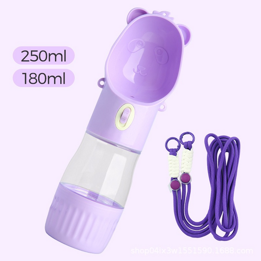 All-in-One Water and Food Pet Travel Cup, Portable Water Dispenser for Dogs and Cats - Purple V1265-AU-088-ZI