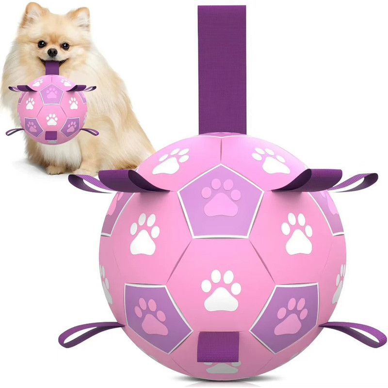 Durable Dog Soccer Ball Toy, 15cm Inflatable Soccer Ball, Teething and Entertainment Training Ball, Includes V1265-AU-094-FEN